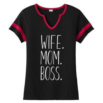 Wife Mom Boss Funny Gift Funny Mom Gift Ladies Halftime Notch Neck Tee