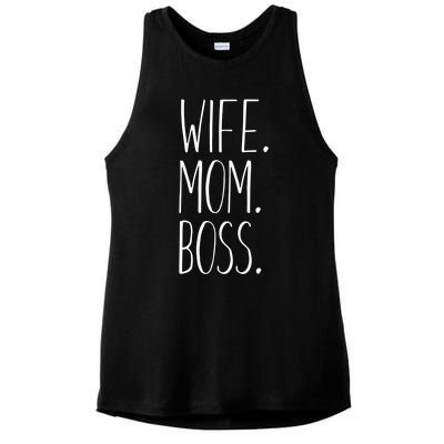 Wife Mom Boss Funny Gift Funny Mom Gift Ladies PosiCharge Tri-Blend Wicking Tank