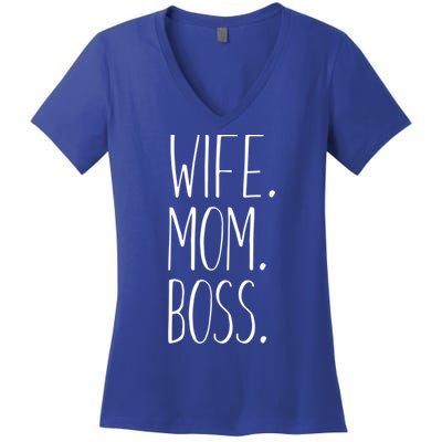 Wife Mom Boss Funny Gift Funny Mom Gift Women's V-Neck T-Shirt