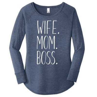 Wife Mom Boss Funny Gift Funny Mom Gift Women's Perfect Tri Tunic Long Sleeve Shirt