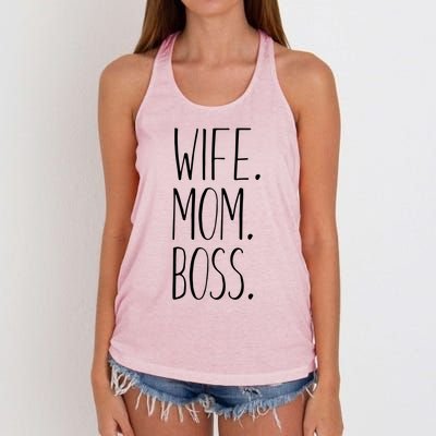 Wife Mom Boss Funny Gift Funny Mom Gift Women's Knotted Racerback Tank