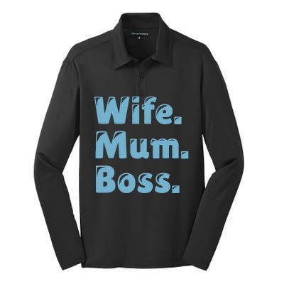 Wife Mom Boss Gift Silk Touch Performance Long Sleeve Polo