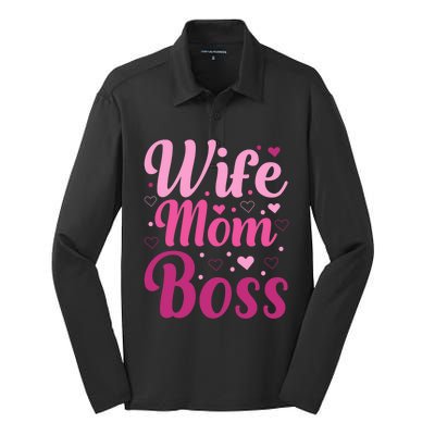 Wife Mom Boss Gift Silk Touch Performance Long Sleeve Polo