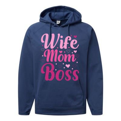 Wife Mom Boss Gift Performance Fleece Hoodie