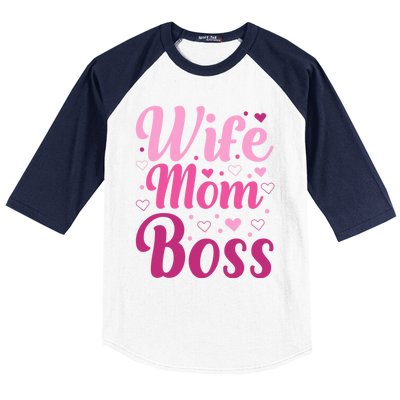 Wife Mom Boss Gift Baseball Sleeve Shirt