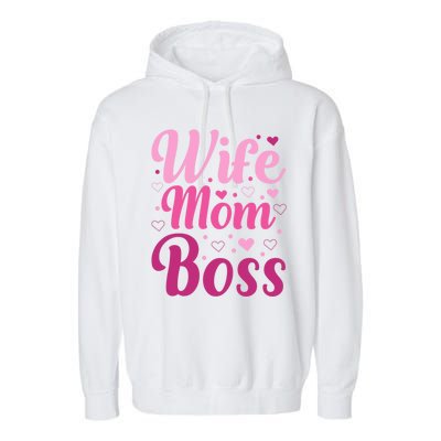 Wife Mom Boss Gift Garment-Dyed Fleece Hoodie