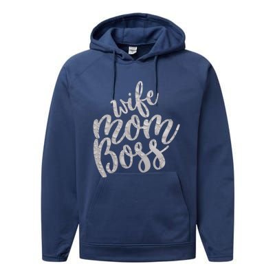 Wife Mom Boss Funny Gift Performance Fleece Hoodie