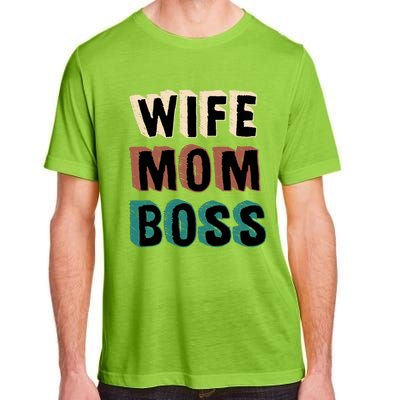 Wife Mom Boss Vintage Retro Happy Mother's Day Funny Gift Adult ChromaSoft Performance T-Shirt