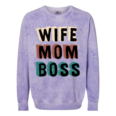 Wife Mom Boss Vintage Retro Happy Mother's Day Funny Gift Colorblast Crewneck Sweatshirt