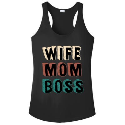 Wife Mom Boss Vintage Retro Happy Mother's Day Funny Gift Ladies PosiCharge Competitor Racerback Tank