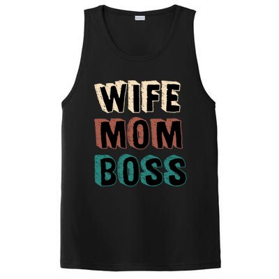 Wife Mom Boss Vintage Retro Happy Mother's Day Funny Gift PosiCharge Competitor Tank