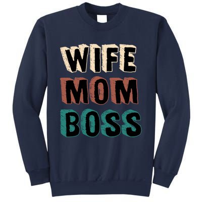 Wife Mom Boss Vintage Retro Happy Mother's Day Funny Gift Sweatshirt