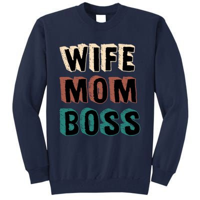 Wife Mom Boss Vintage Retro Happy Mother's Day Funny Gift Tall Sweatshirt