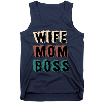 Wife Mom Boss Vintage Retro Happy Mother's Day Funny Gift Tank Top