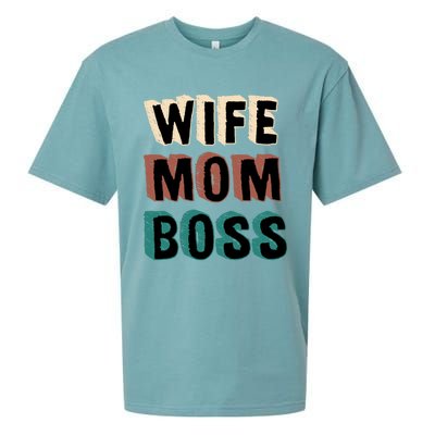 Wife Mom Boss Vintage Retro Happy Mother's Day Funny Gift Sueded Cloud Jersey T-Shirt