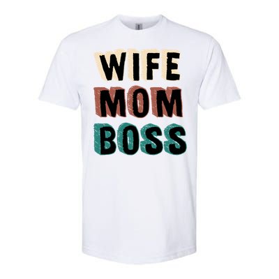 Wife Mom Boss Vintage Retro Happy Mother's Day Funny Gift Softstyle CVC T-Shirt