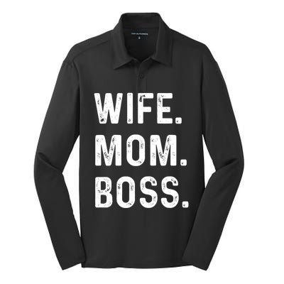 Wife Mom Boss Lady Funny Cute Graphic Gift Silk Touch Performance Long Sleeve Polo