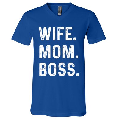 Wife Mom Boss Lady Funny Cute Graphic Gift V-Neck T-Shirt