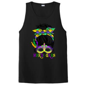 Wo Messy Bun Mardi Gras Feathered Mask Mardi Gras Party Gift PosiCharge Competitor Tank