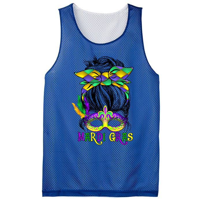 Wo Messy Bun Mardi Gras Feathered Mask Mardi Gras Party Gift Mesh Reversible Basketball Jersey Tank