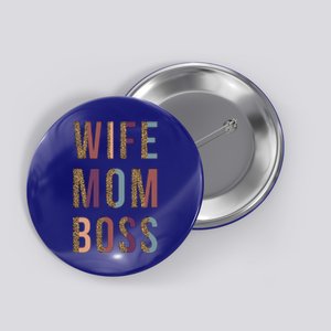 Wife Mom Boss Mothers Day Leopard Print Girls Cute Gift Button