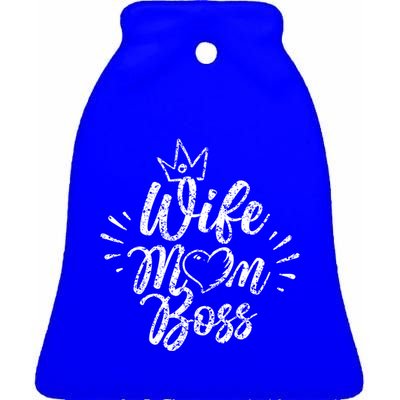 Wife Mom Boss Feminism Female Girl Feminist Gift Ceramic Bell Ornament