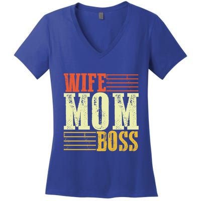 Wife Mom Boss Boss Day Gift Women's V-Neck T-Shirt