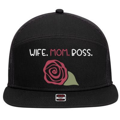 Wife Mom Boss For Her Moms Mothers Mamas And Wife Design Gift 7 Panel Mesh Trucker Snapback Hat