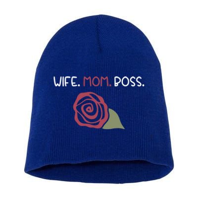 Wife Mom Boss For Her Moms Mothers Mamas And Wife Design Gift Short Acrylic Beanie