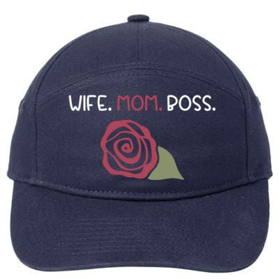 Wife Mom Boss For Her Moms Mothers Mamas And Wife Design Gift 7-Panel Snapback Hat