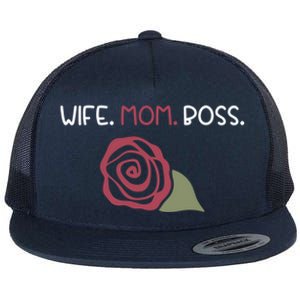 Wife Mom Boss For Her Moms Mothers Mamas And Wife Design Gift Flat Bill Trucker Hat