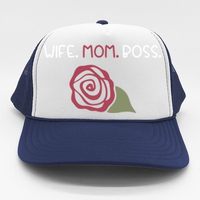 Wife Mom Boss For Her Moms Mothers Mamas And Wife Design Gift Trucker Hat