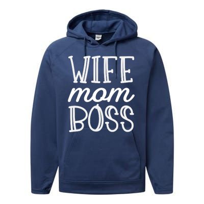 Wife Mom Boss Performance Fleece Hoodie