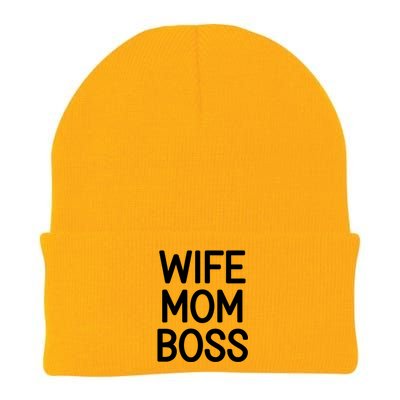 Wife Mom Boss Funny Jokes Sarcastic Family Gift Knit Cap Winter Beanie