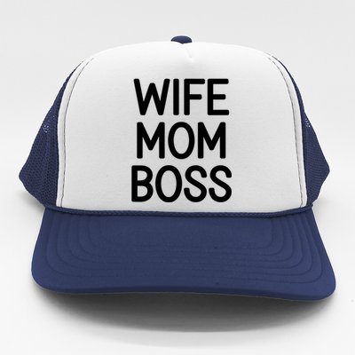 Wife Mom Boss Funny Jokes Sarcastic Family Gift Trucker Hat