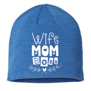 Wife Mom Boss Funny Mother Mama Mommy Gift Sustainable Beanie