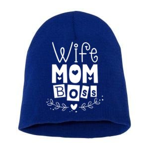 Wife Mom Boss Funny Mother Mama Mommy Gift Short Acrylic Beanie