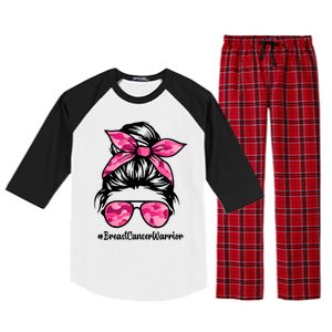 Wo Messy Bun Sunglasses Camo Pink Breast Cancer Warrior Great Gift Raglan Sleeve Pajama Set