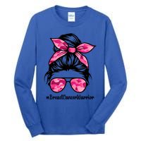 Wo Messy Bun Sunglasses Camo Pink Breast Cancer Warrior Great Gift Tall Long Sleeve T-Shirt