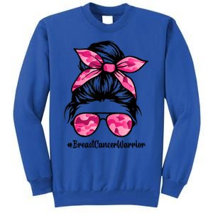 Wo Messy Bun Sunglasses Camo Pink Breast Cancer Warrior Great Gift Tall Sweatshirt