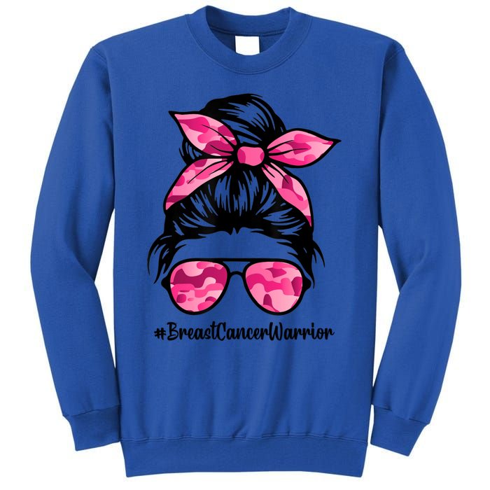 Wo Messy Bun Sunglasses Camo Pink Breast Cancer Warrior Great Gift Tall Sweatshirt