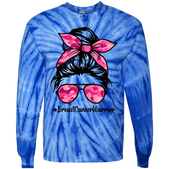 Wo Messy Bun Sunglasses Camo Pink Breast Cancer Warrior Great Gift Tie-Dye Long Sleeve Shirt