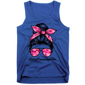 Wo Messy Bun Sunglasses Camo Pink Breast Cancer Warrior Great Gift Tank Top