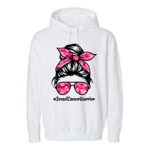 Wo Messy Bun Sunglasses Camo Pink Breast Cancer Warrior Great Gift Garment-Dyed Fleece Hoodie