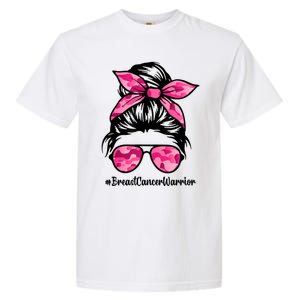 Wo Messy Bun Sunglasses Camo Pink Breast Cancer Warrior Great Gift Garment-Dyed Heavyweight T-Shirt