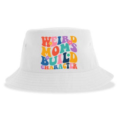 Weird Moms Build Character Funny Retro Sustainable Bucket Hat