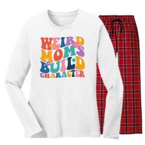 Weird Moms Build Character Funny Retro Women's Long Sleeve Flannel Pajama Set 