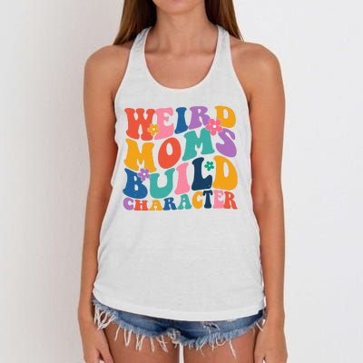 Weird Moms Build Character Funny Retro Women's Knotted Racerback Tank