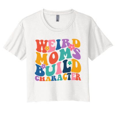 Weird Moms Build Character Funny Retro Crop Top