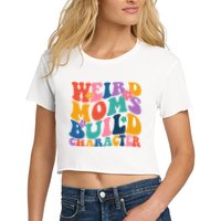 Weird Moms Build Character Funny Retro Crop Top